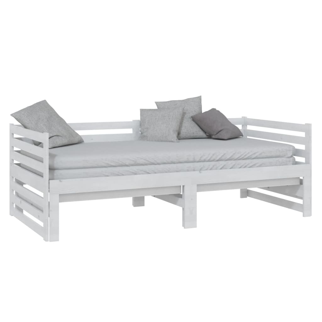 White Pull-out Day Bed Frame - No Mattress, 2x(90x200)cm