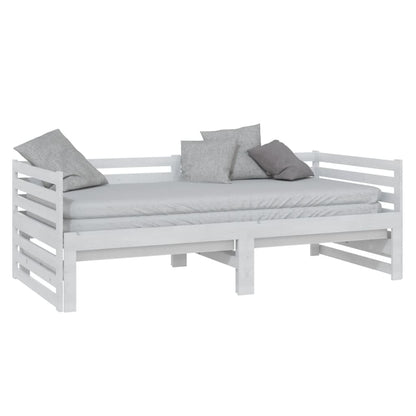 White Pull-out Day Bed Frame - No Mattress, 2x(90x200)cm
