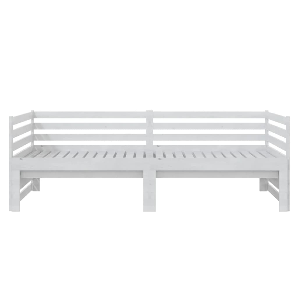 White Pull-out Day Bed Frame - No Mattress, 2x(90x200)cm
