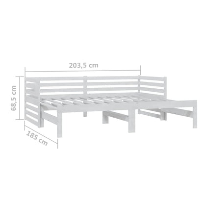 White Pull-out Day Bed Frame - No Mattress, 2x(90x200)cm
