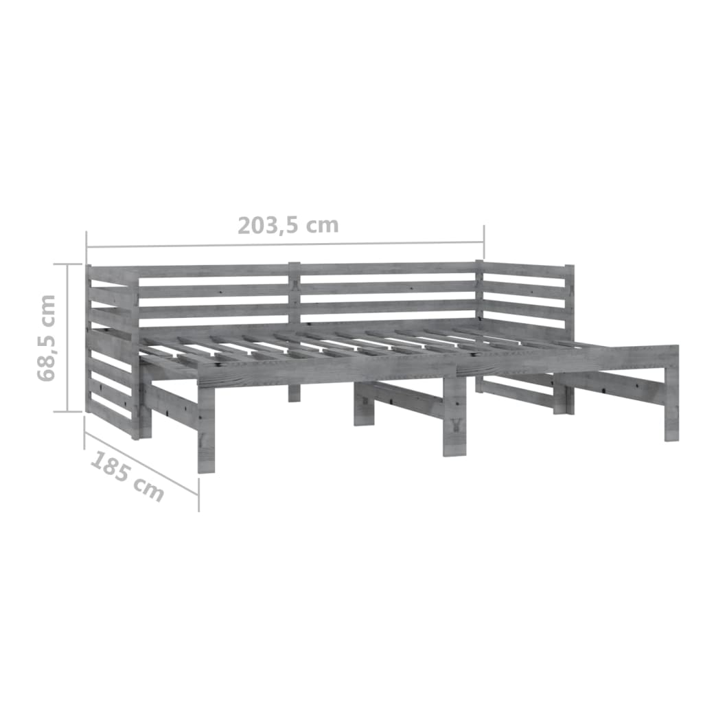 Grey Pull-out Day Bed | Twin 90x200cm Frame | No Mattress Included