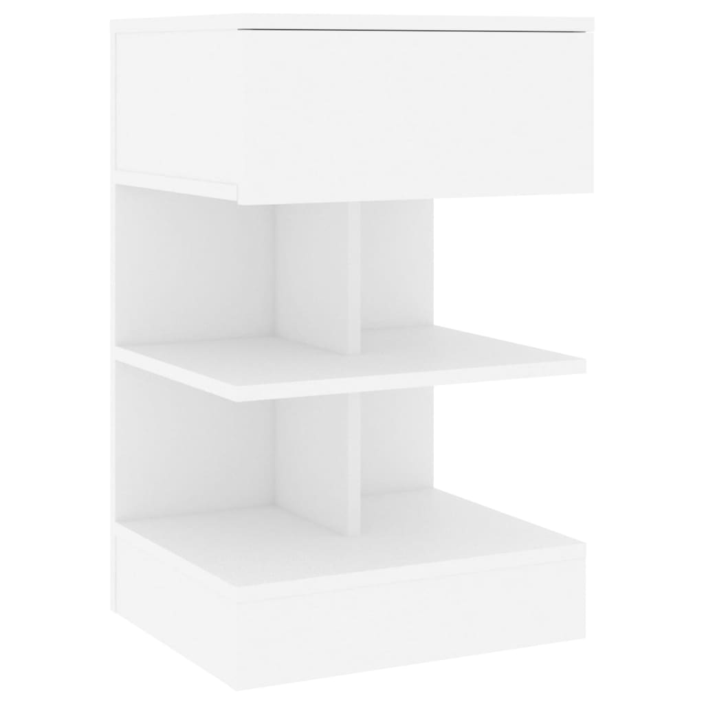 Compact White Bedside Cabinet, Engineered Wood 40x35x65 cm