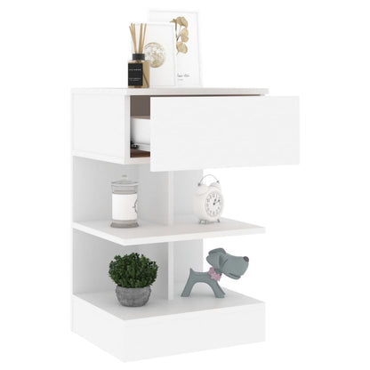 Compact White Bedside Cabinet, Engineered Wood 40x35x65 cm