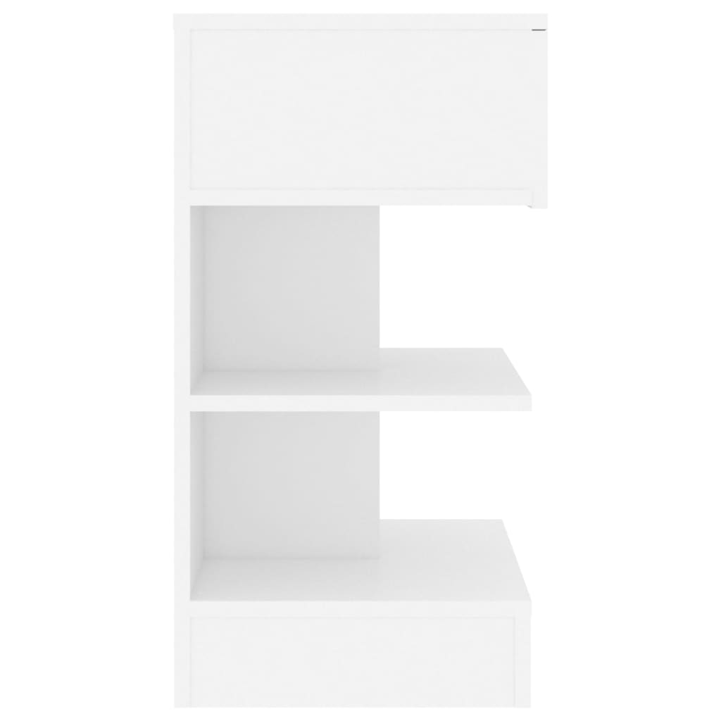 Compact White Bedside Cabinet, Engineered Wood 40x35x65 cm