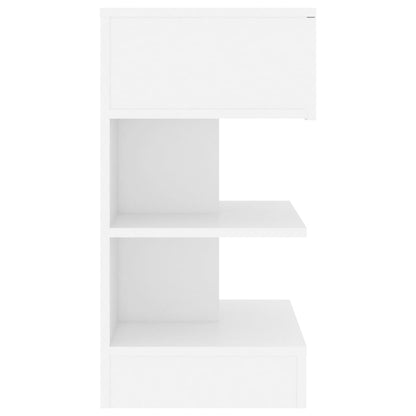 Compact White Bedside Cabinet, Engineered Wood 40x35x65 cm