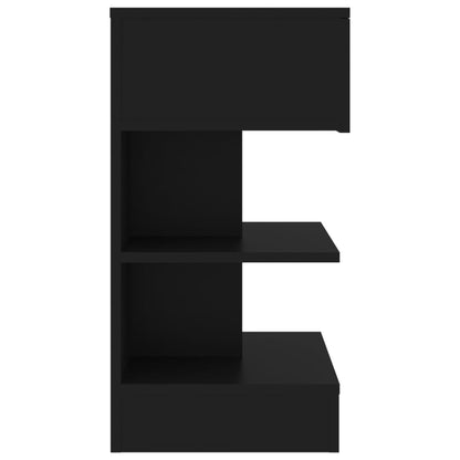 Black Engineered Wood Bedside Cabinet 40x35x65cm