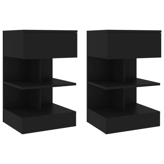 Stylish Black Bedside Cabinets Set of 2 – Compact 40x35x65 cm
