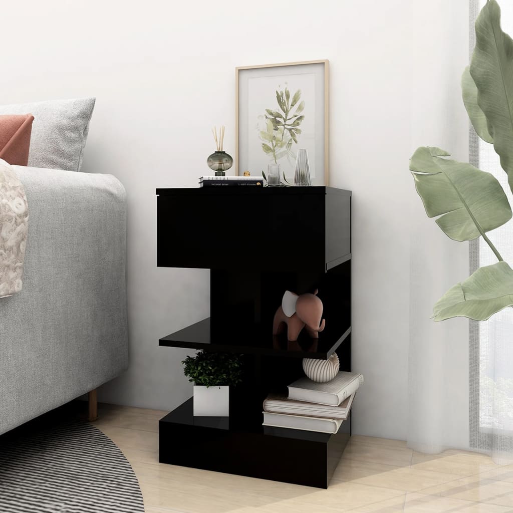Stylish Black Bedside Cabinets Set of 2 – Compact 40x35x65 cm