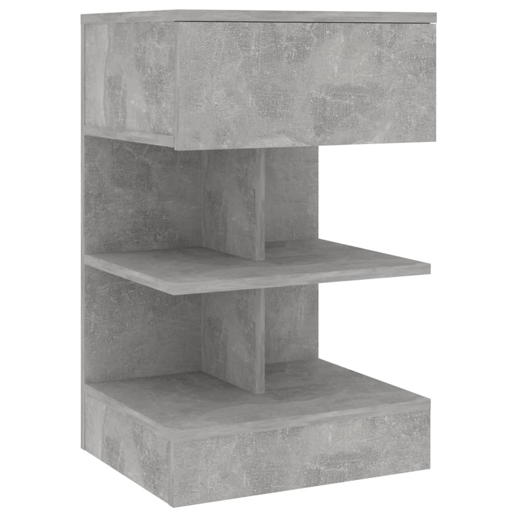 Concrete Grey Bedside Cabinet, Wood, 40x35x65 cm - Modern Design