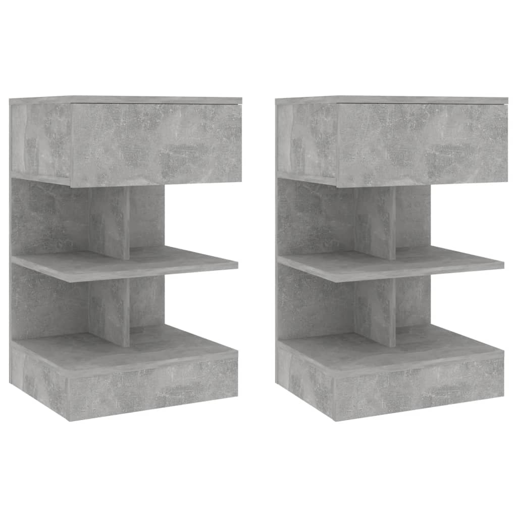 Concrete Grey Bedside Cabinets 2 pcs - 40x35x65 cm - Modern Design