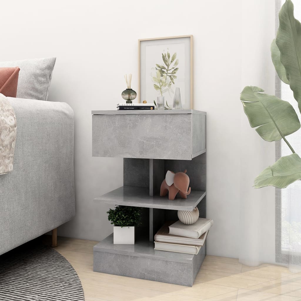 Concrete Grey Bedside Cabinets 2 pcs - 40x35x65 cm - Modern Design
