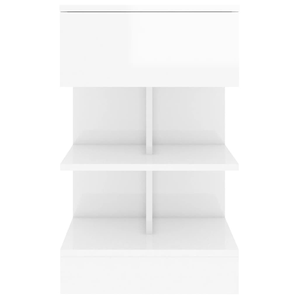 High Gloss White Bedside Cabinet, Engineered Wood, 40x35x65 cm
