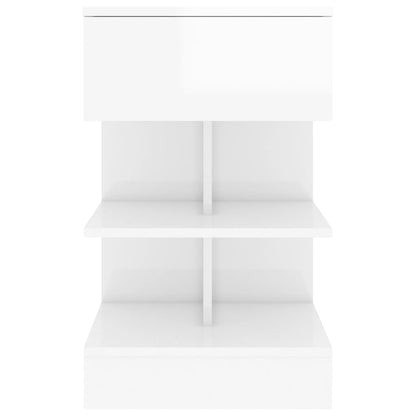 High Gloss White Bedside Cabinet, Engineered Wood, 40x35x65 cm