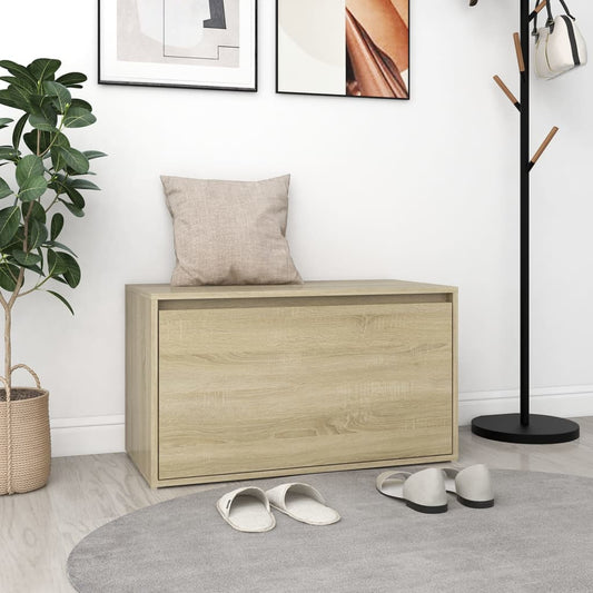 Elegant Sonoma Oak Hall Bench - 80x40x45 cm, Engineered Wood
