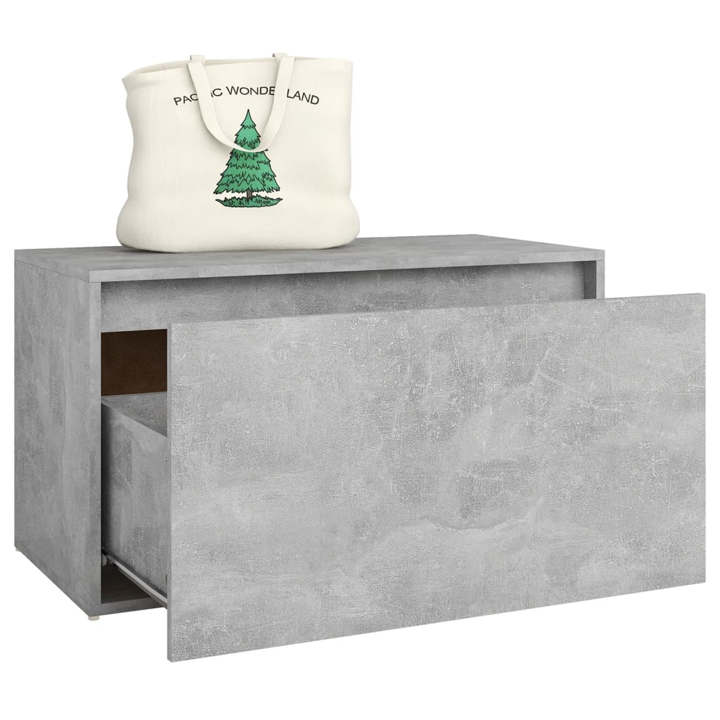 Concrete Grey Hall Bench, 80x40x45 cm, Engineered Wood Design