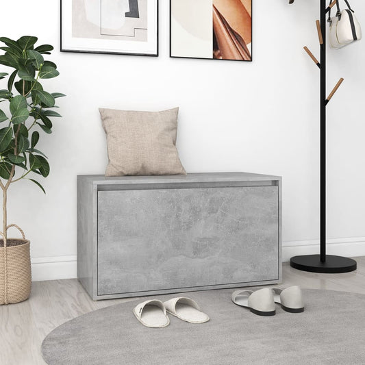 Concrete Grey Hall Bench, 80x40x45 cm, Engineered Wood Design