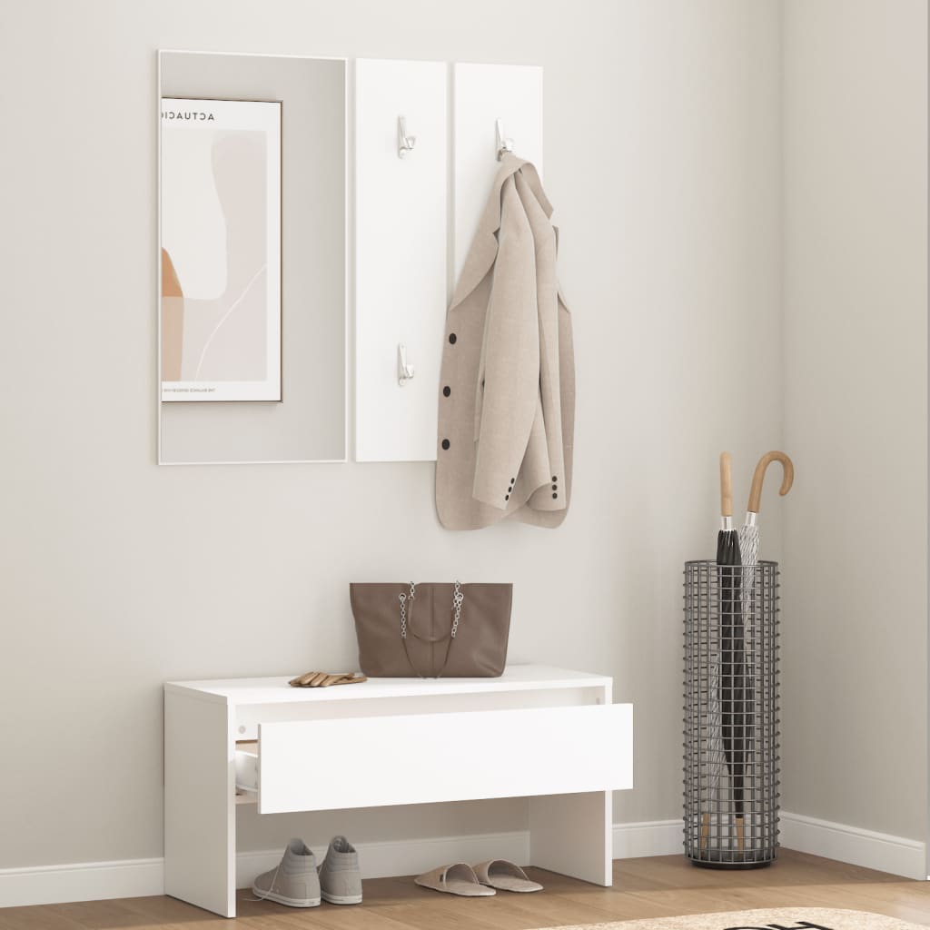 Elegant White Hallway Furniture Set - Engineered Wood Design