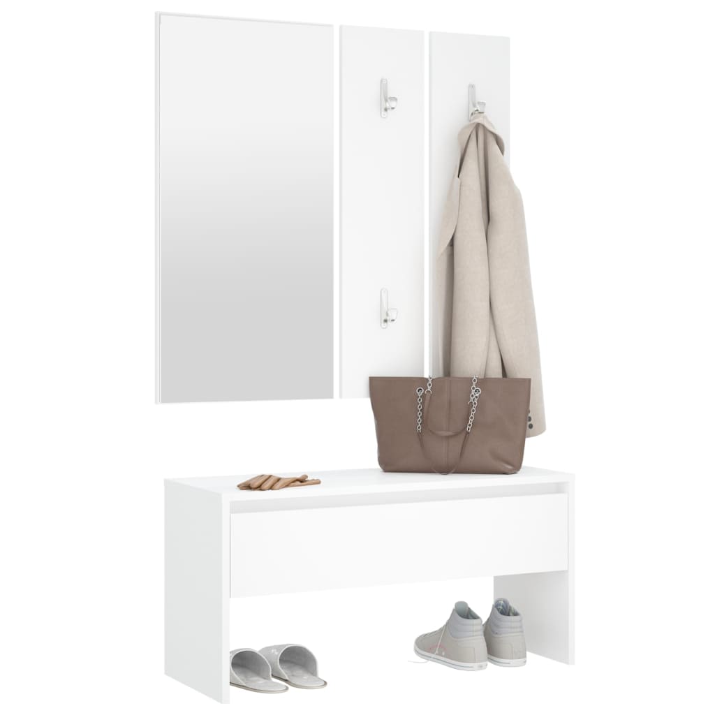 Elegant White Hallway Furniture Set - Engineered Wood Design
