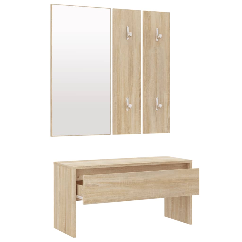 Sonoma Oak Hallway Furniture Set - Engineered Wood Elegance