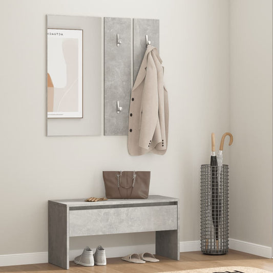 Concrete Grey Hallway Furniture Set in Engineered Wood