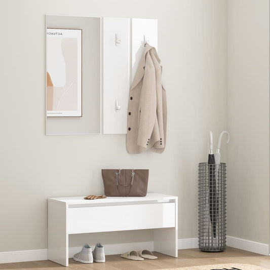 High Gloss White Hallway Furniture Set - Engineered Wood Elegance