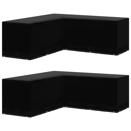 L-Shaped Garden Furniture Covers 2pc, Black, 12 Eyelets, 250x250x90cm