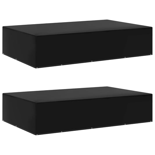 Durable Black Garden Furniture Covers 2pcs, 12 Eyelets, 325x205x70 cm
