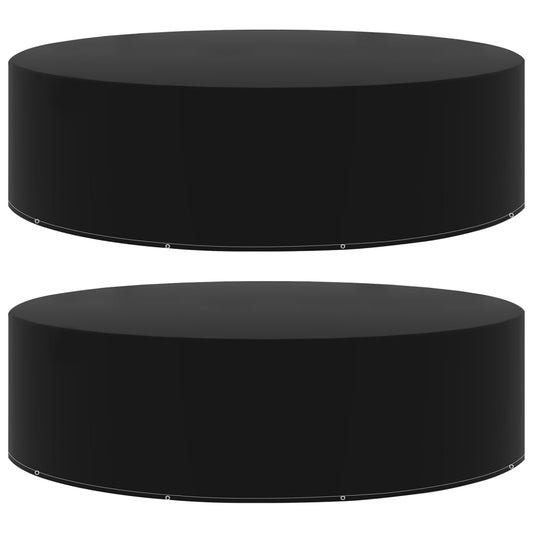 Durable Black Garden Furniture Covers 2pcs with 10 Eyelets 205x90cm