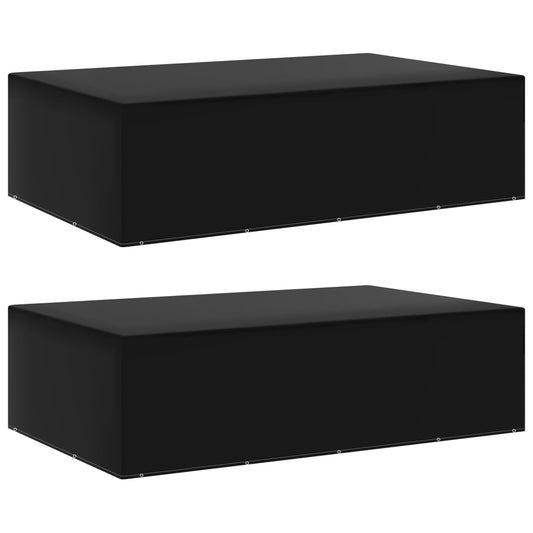 Durable Black Garden Furniture Covers: 2 pcs, 12 Eyelets, 325x205x90 cm