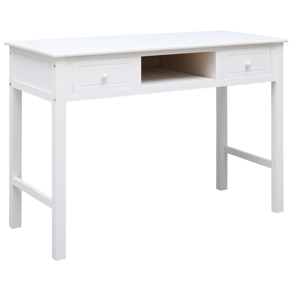 Solid Wood Paulownia Desk White 108x45x76 cm - Elegant & Durable