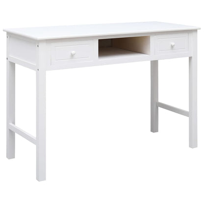 Solid Wood Paulownia Desk White 108x45x76 cm - Elegant & Durable