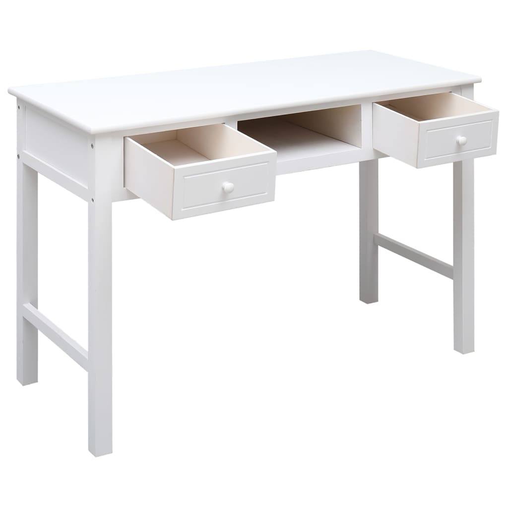 Solid Wood Paulownia Desk White 108x45x76 cm - Elegant & Durable
