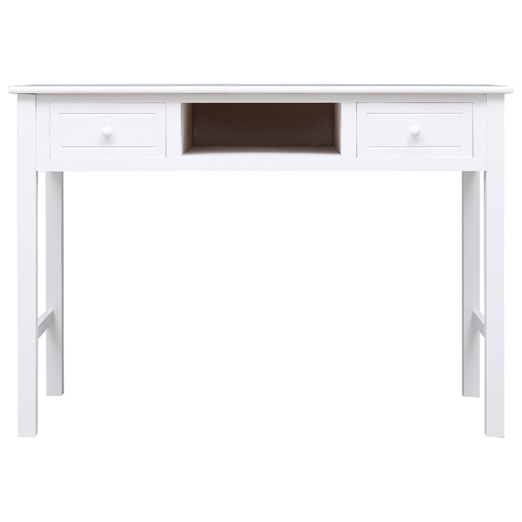 Solid Wood Paulownia Desk White 108x45x76 cm - Elegant & Durable