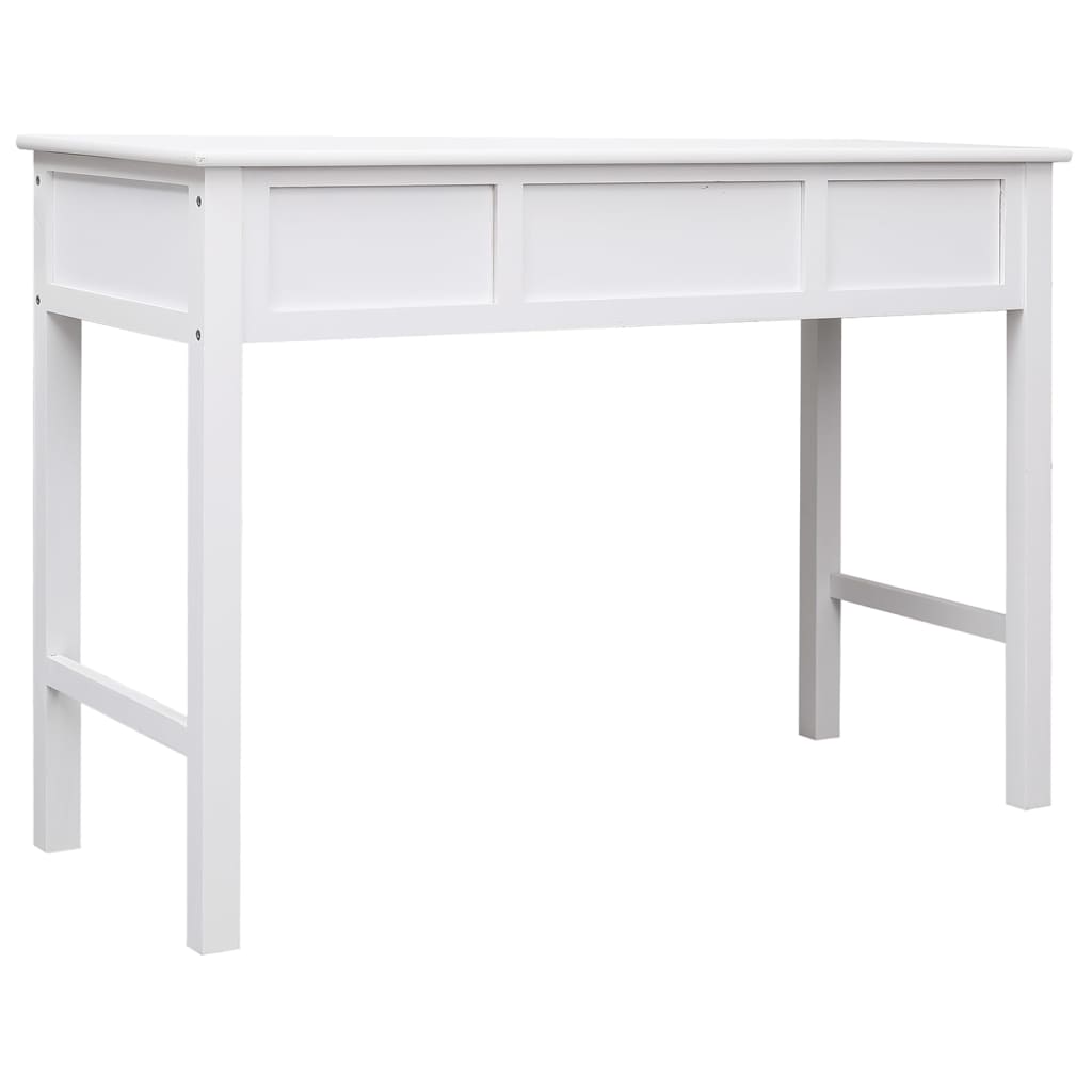 Solid Wood Paulownia Desk White 108x45x76 cm - Elegant & Durable