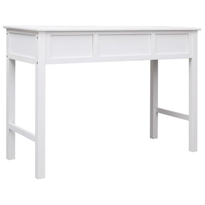 Solid Wood Paulownia Desk White 108x45x76 cm - Elegant & Durable