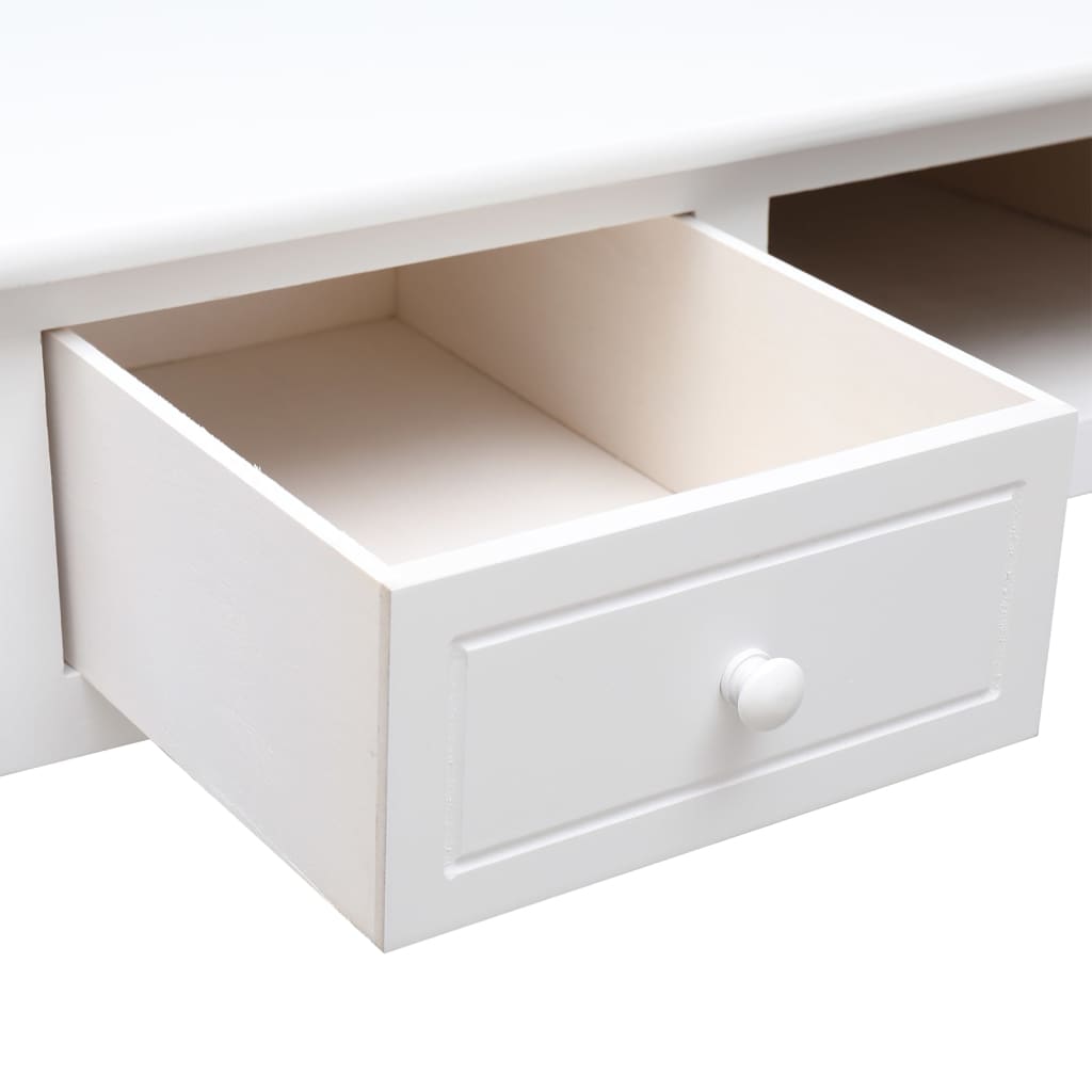 Solid Wood Paulownia Desk White 108x45x76 cm - Elegant & Durable
