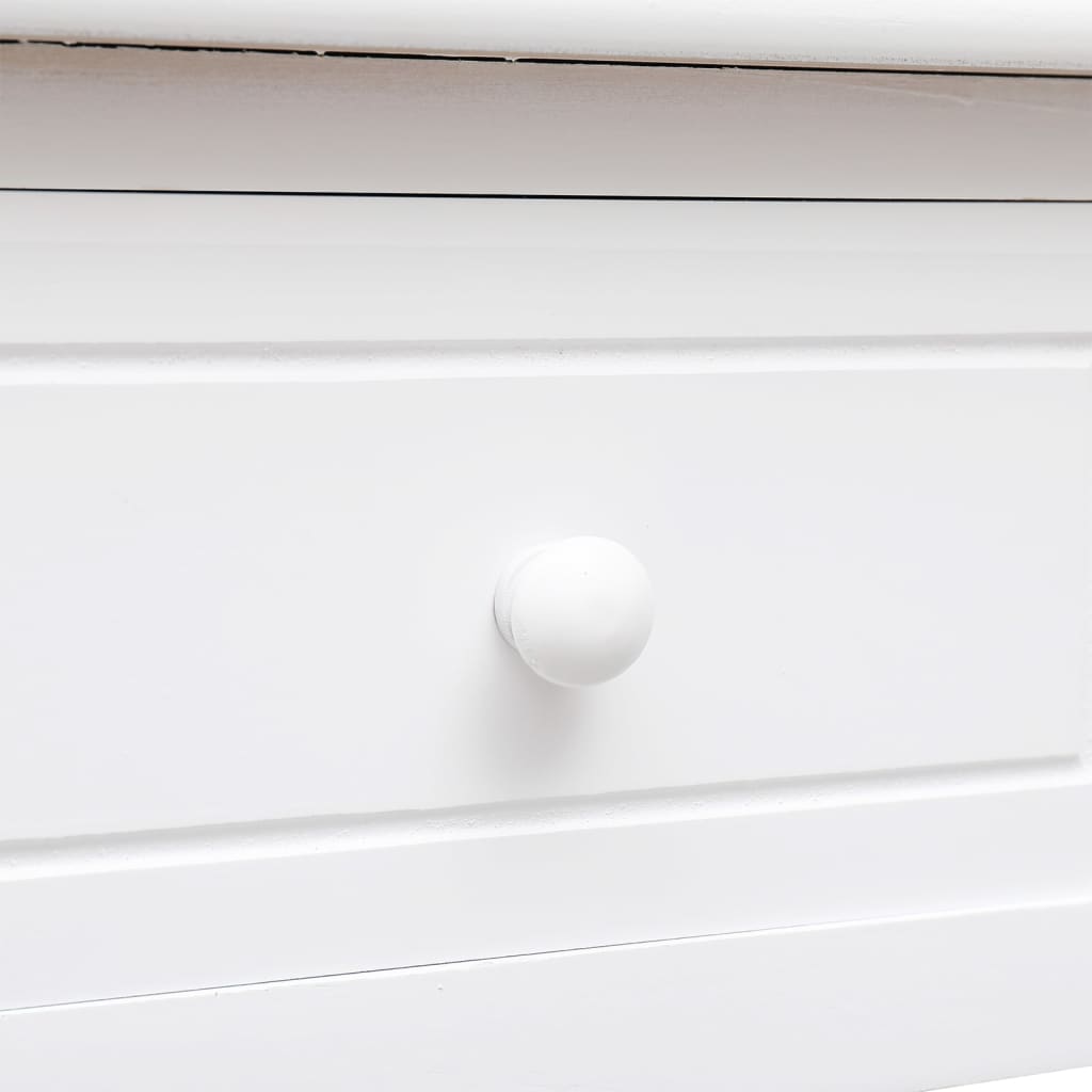 Solid Wood Paulownia Desk White 108x45x76 cm - Elegant & Durable