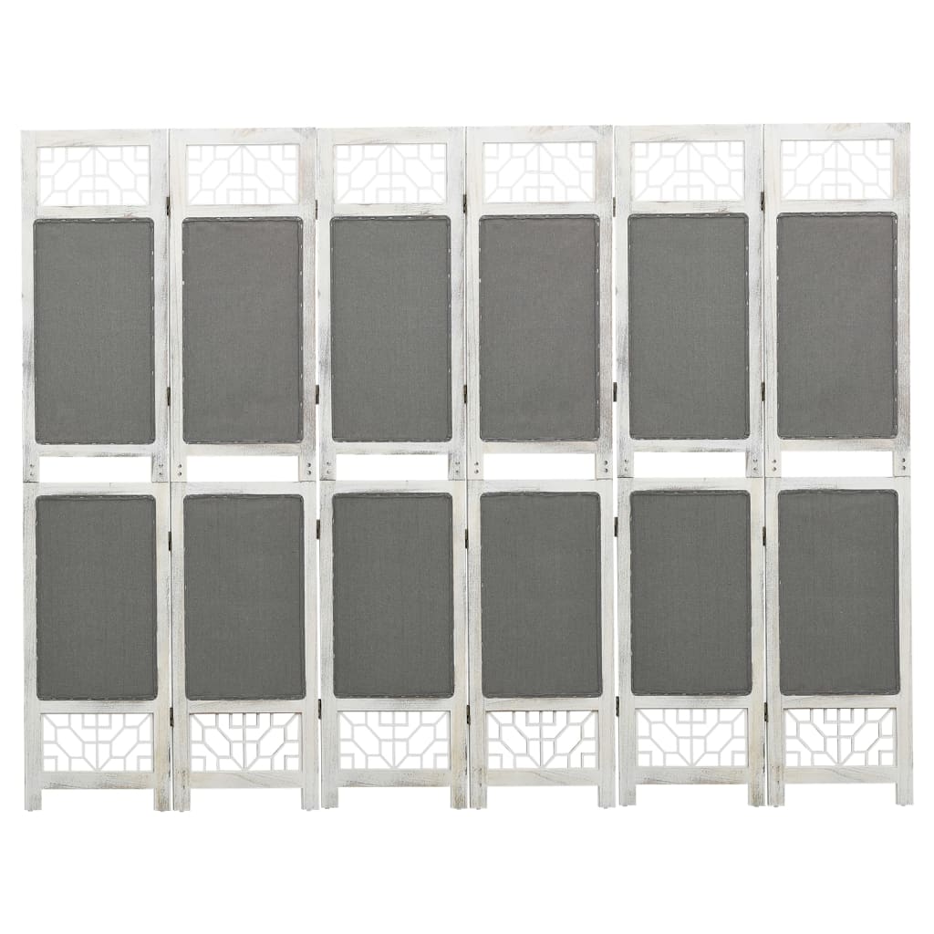 Grey Fabric 6-Panel Room Divider, 210x165 cm - Stylish Privacy Solution