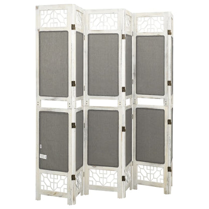 Grey Fabric 6-Panel Room Divider, 210x165 cm - Stylish Privacy Solution