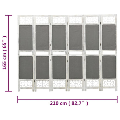 Grey Fabric 6-Panel Room Divider, 210x165 cm - Stylish Privacy Solution