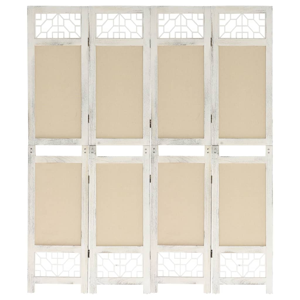 Elegant 4-Panel Cream Fabric Room Divider - 140x165 cm
