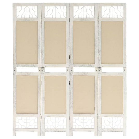 Elegant 4-Panel Cream Fabric Room Divider - 140x165 cm