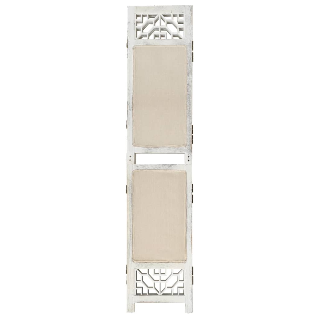 Elegant 4-Panel Cream Fabric Room Divider - 140x165 cm