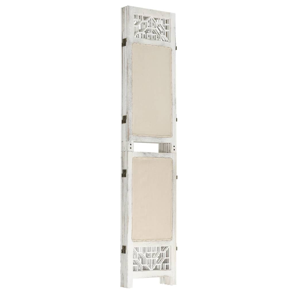 Elegant 4-Panel Cream Fabric Room Divider - 140x165 cm