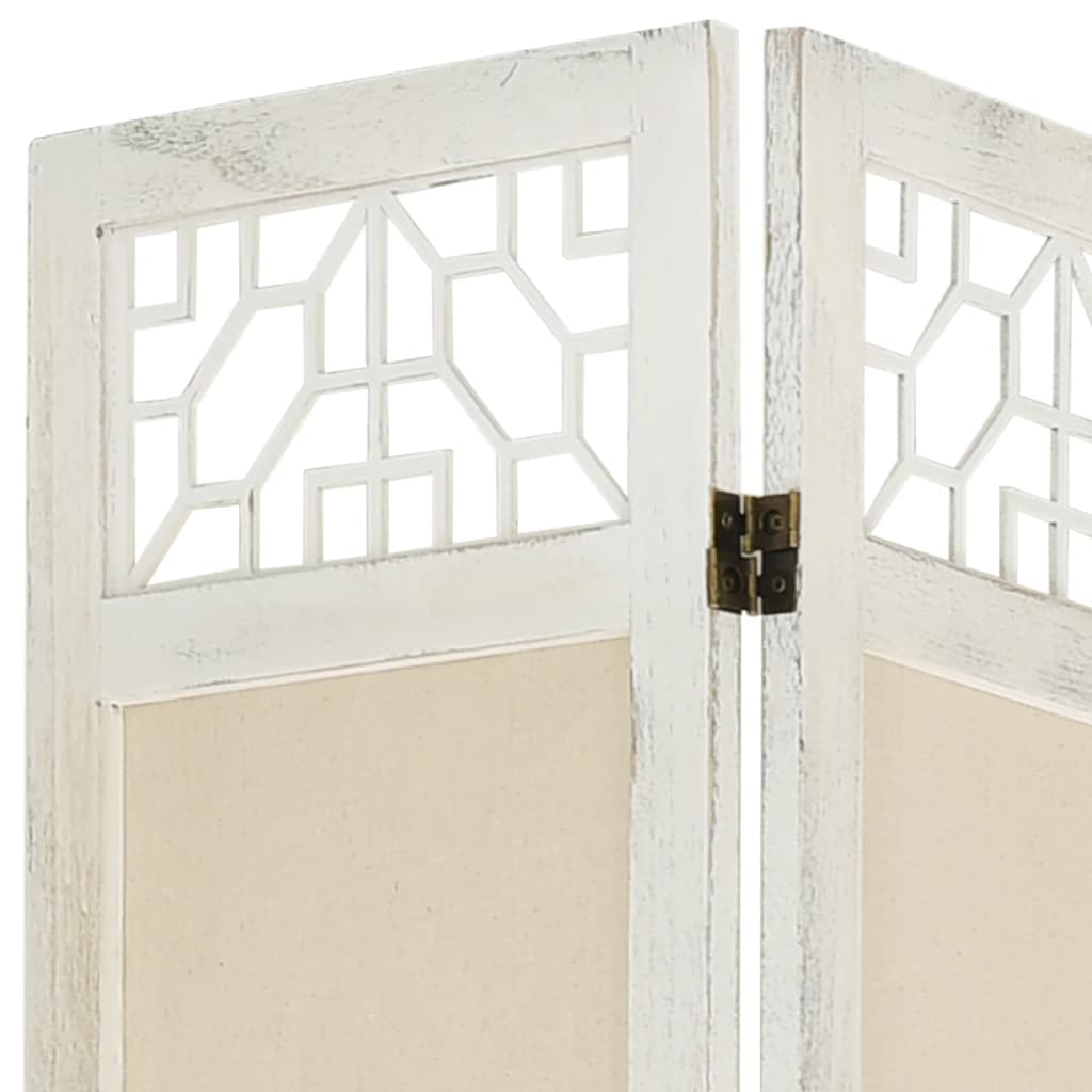 Elegant 4-Panel Cream Fabric Room Divider - 140x165 cm