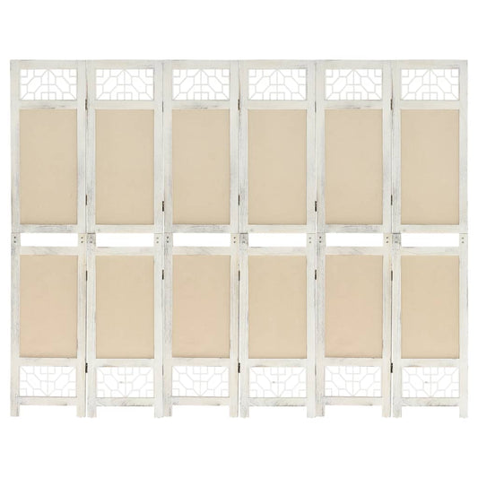 Cream Fabric 6-Panel Room Divider, 210x165 cm - Elegant Privacy Solution