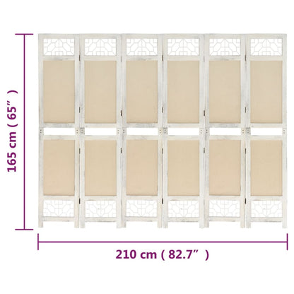 Cream Fabric 6-Panel Room Divider, 210x165 cm - Elegant Privacy Solution