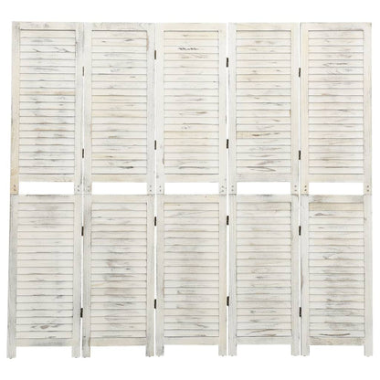 Antique White Solid Wood 5-Panel Room Divider 178.5x166 cm