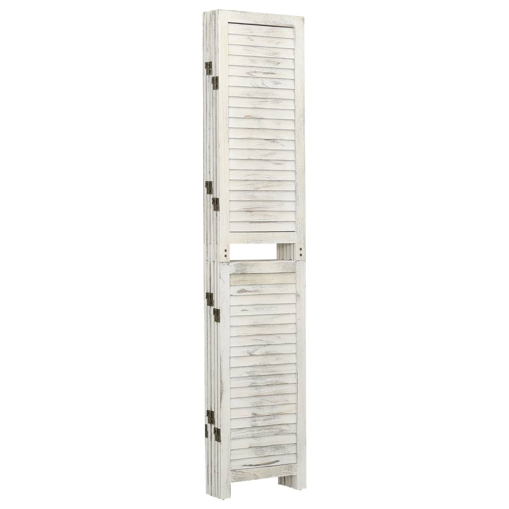 Antique White Solid Wood 5-Panel Room Divider 178.5x166 cm