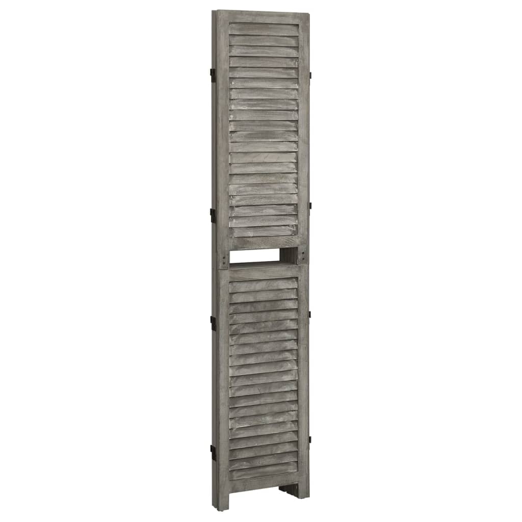 Solid Wood 3-Panel Room Divider, Grey 106.5x166 cm